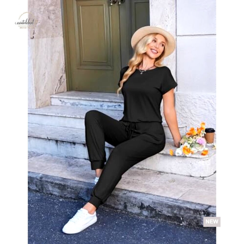 Summer Jumpsuit with Pockets, Drawstring Waist, K… - image 5